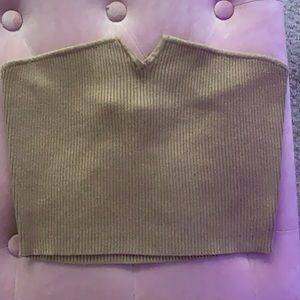 tan crop top with small v-neck